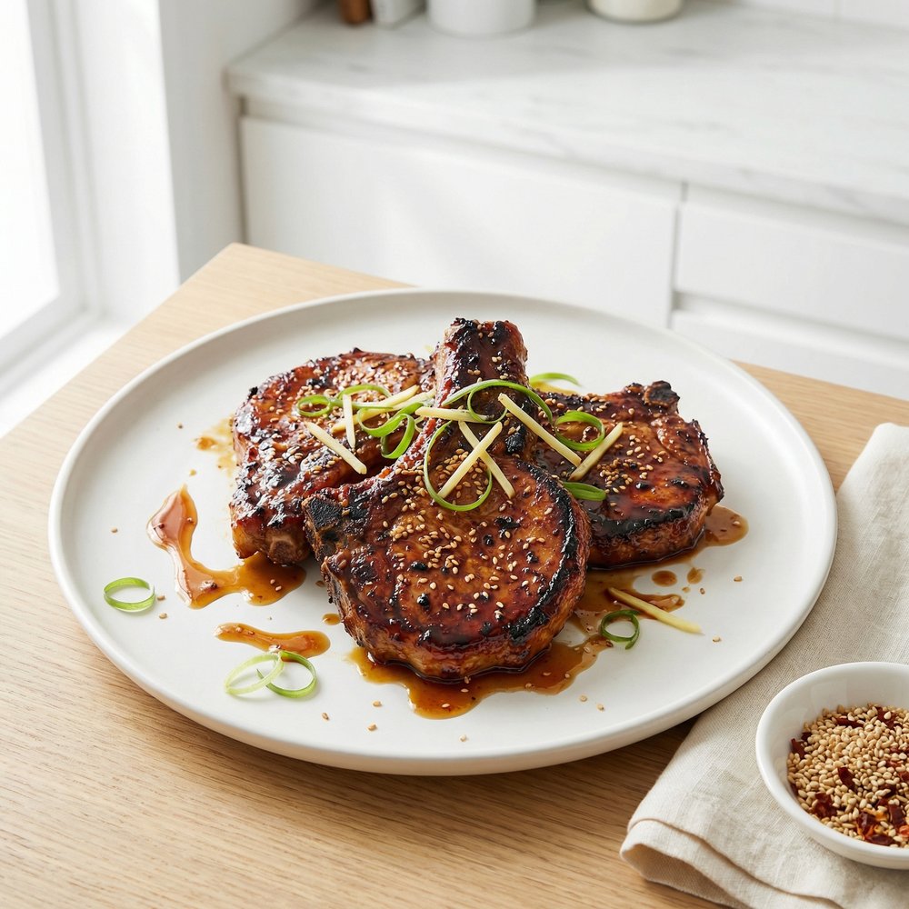Ginger Honey-Hoisin Glazed Pork Chops