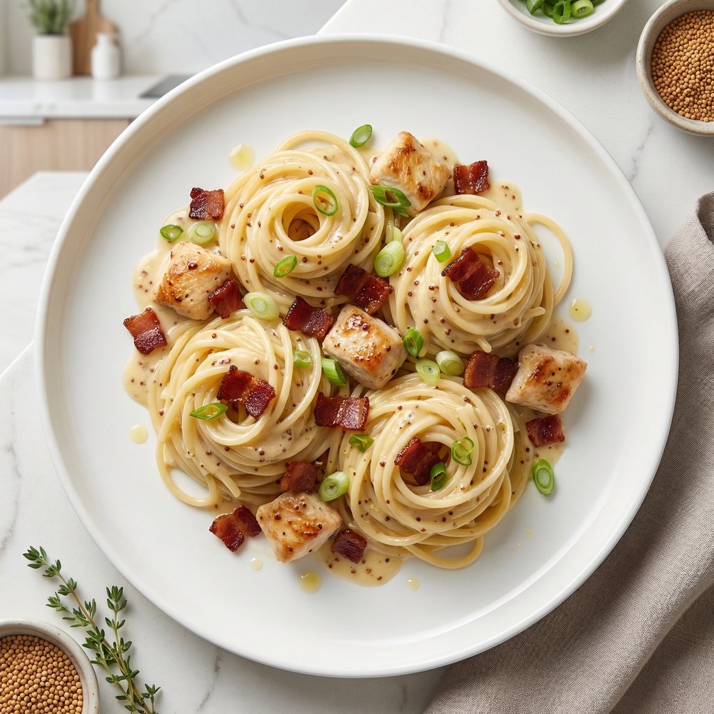 Creamy Honey-Mustard Chicken Spaghetti