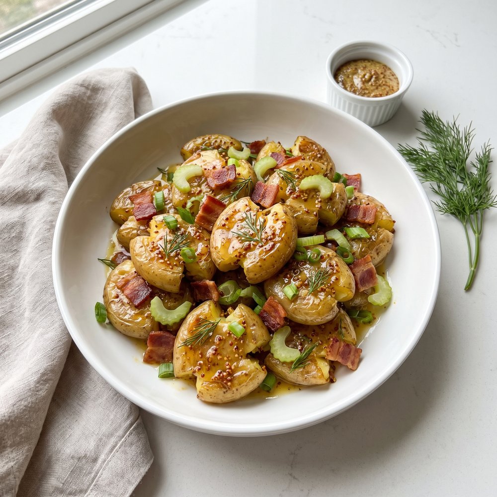 Honey Mustard Crispy Smashed Potato Salad