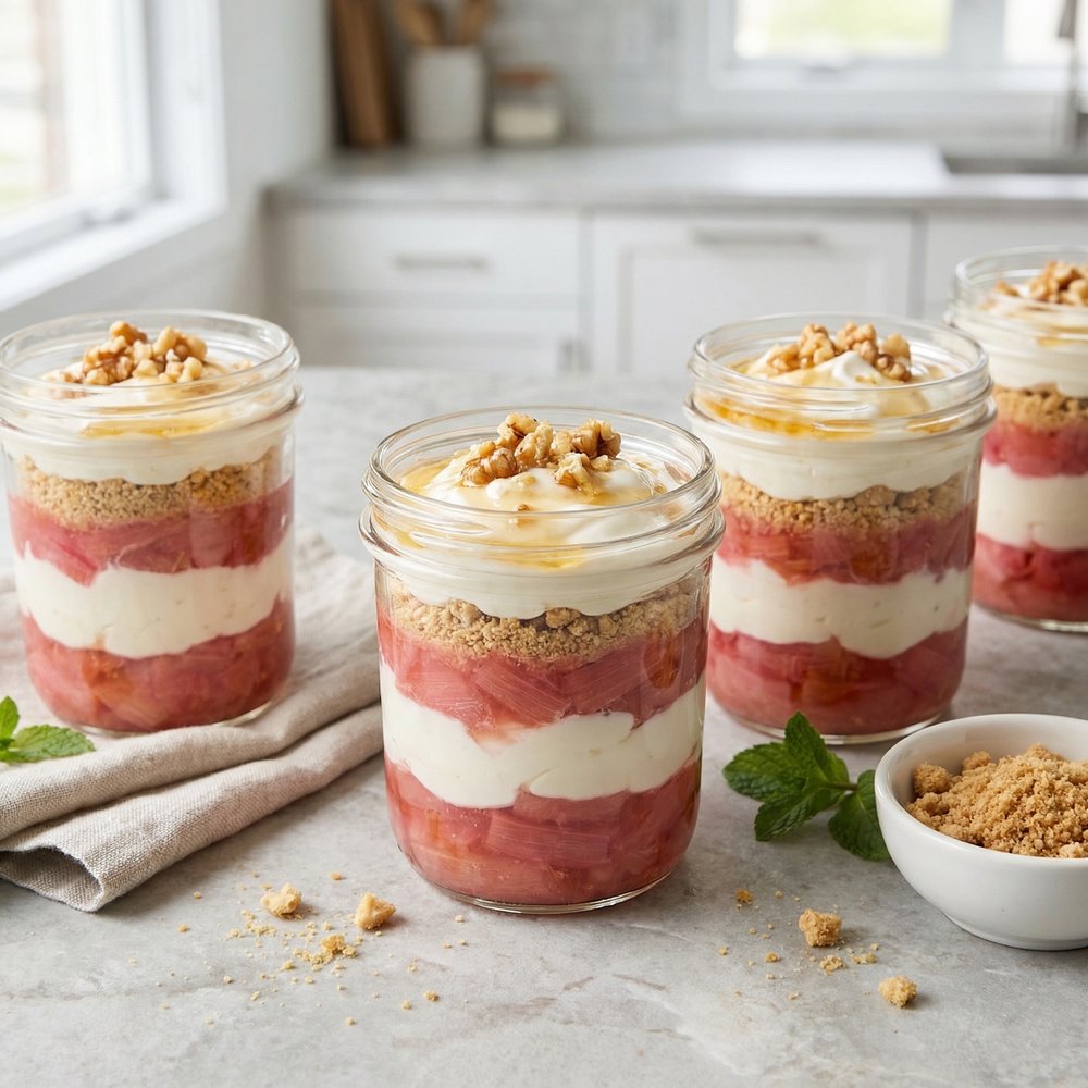 Prep-Ahead Rhubarb Greek Yogurt Parfaits