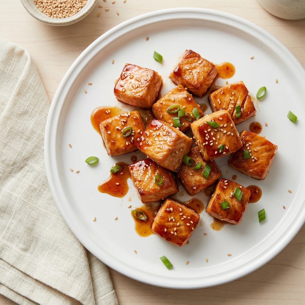 Air-Fried Honey Sriracha Salmon Nuggets