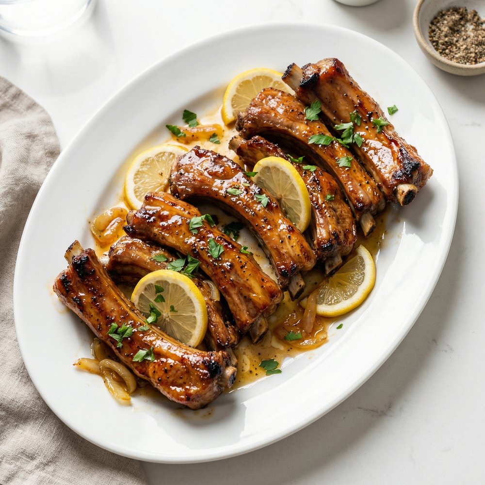 Honey-and-White-Wine Glazed Lamb Ribs