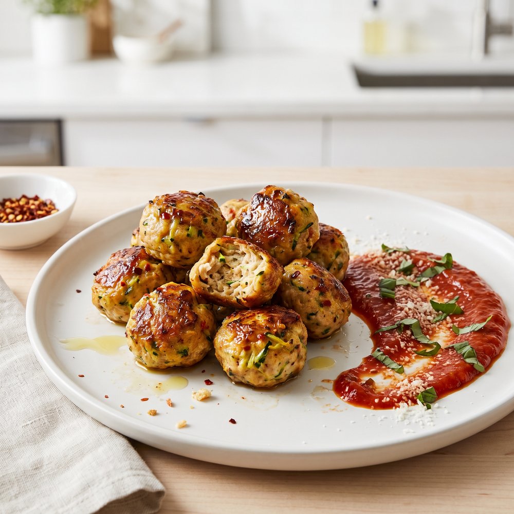 Hot Italian Chicken & Zucchini Meatballs