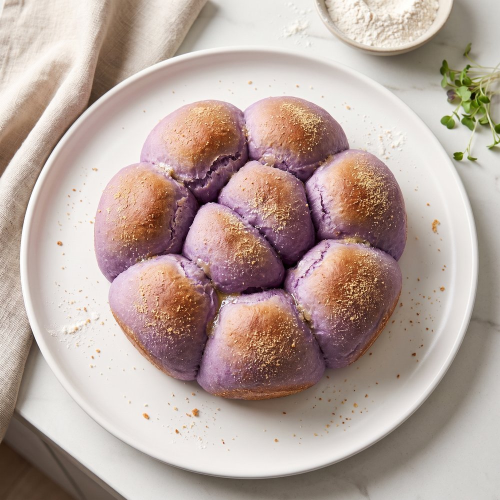 Hot Ube Pandesal (Filipino Purple Yam Bread Rolls)