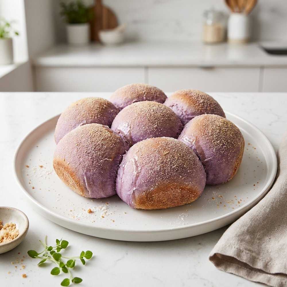 Hot Ube Pandesal (Filipino Purple Yam Bread Rolls)