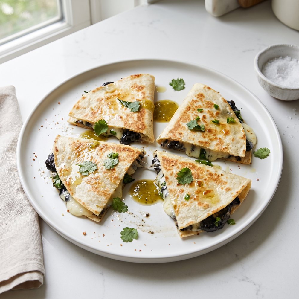 Huitlacoche Corn Truffle Quesadillas with Oaxaca Cheese