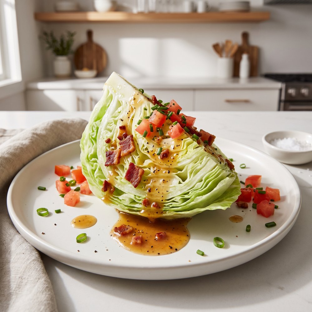 Iceberg Wedge Salad with Warm Bacon Dressing