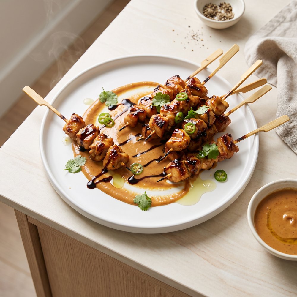 Indonesian Chicken Skewers with Peanut Sauce (Satay Ayam)