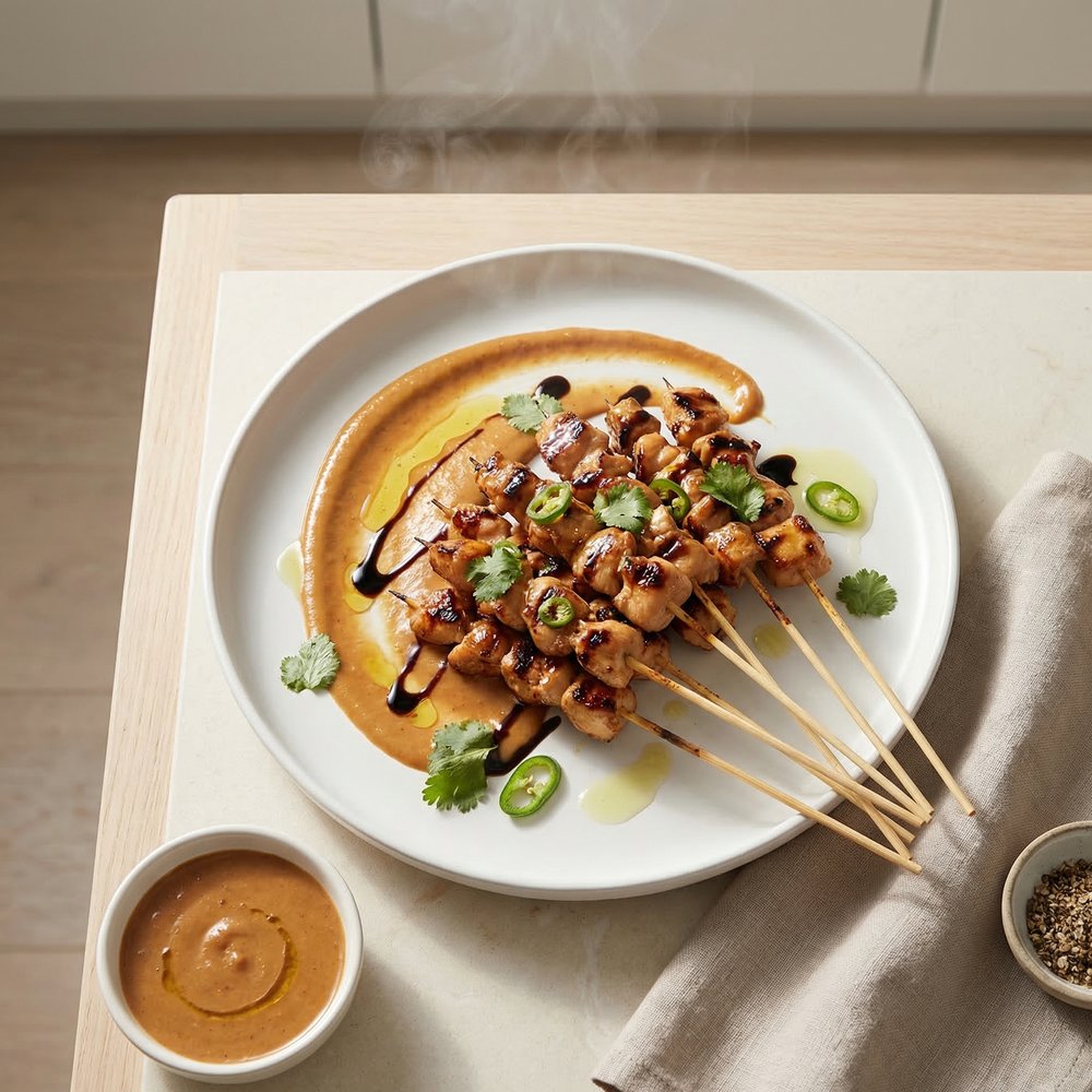 Indonesian Chicken Skewers with Peanut Sauce (Satay Ayam)