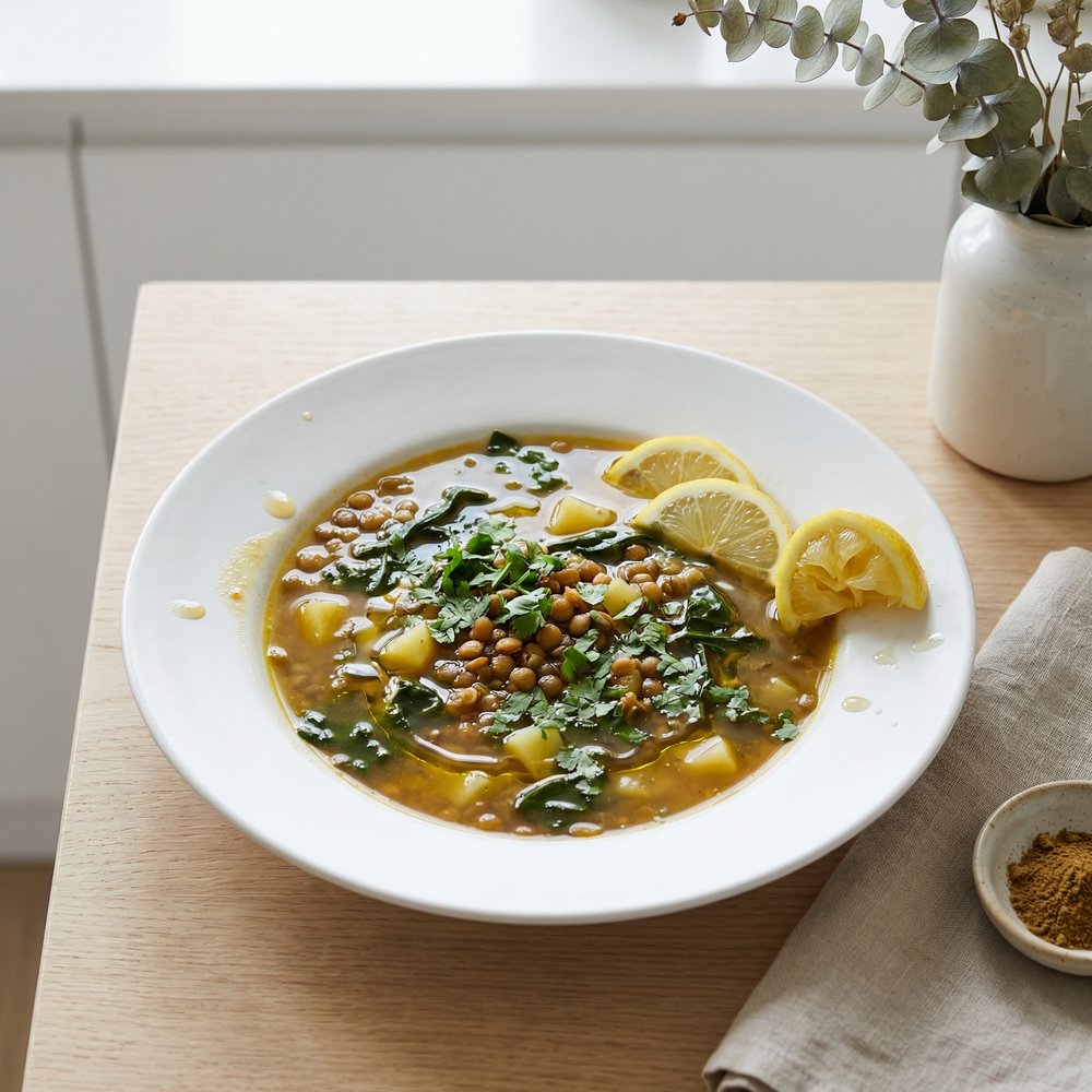Pressure Cooker Lebanese Lentil & Swiss Chard Soup