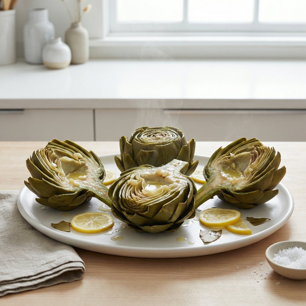 Pressure-Cooked Steamed Artichokes