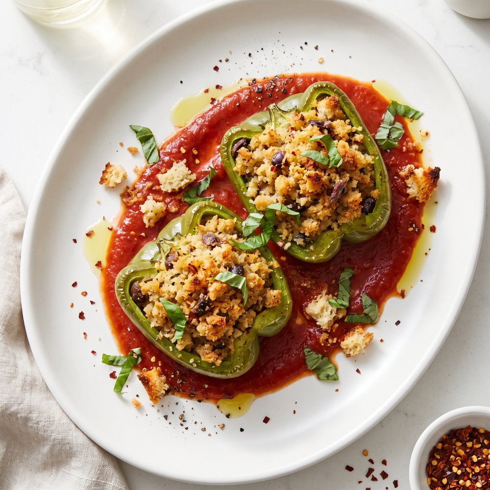 Italian-Style Bread-Stuffed Bell Peppers