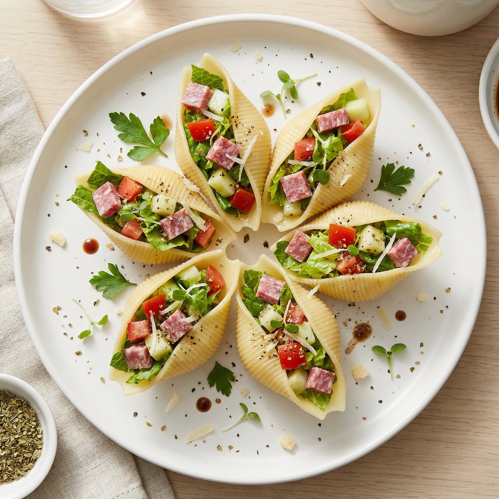 Pasta Shells Filled with Chopped Salad