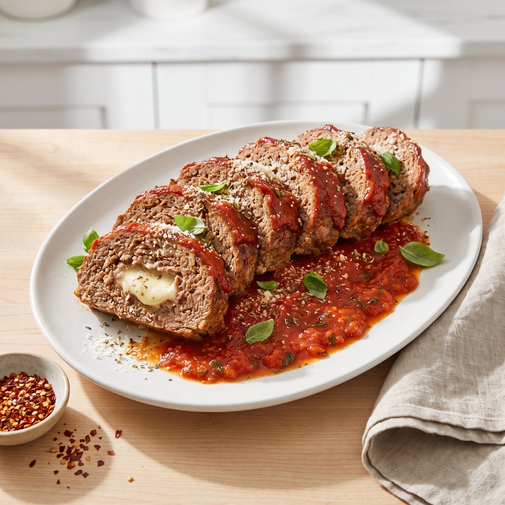 Italian Mozzarella-Stuffed Meatloaf