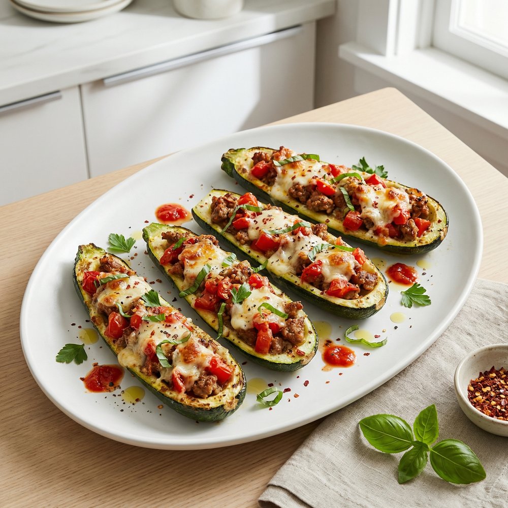 Italian-Style Sausage Zucchini Boats