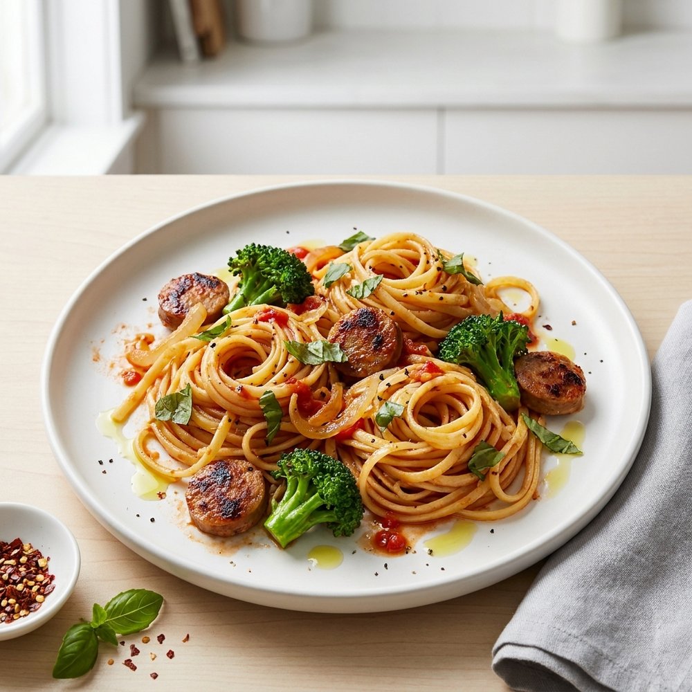 Italian Sausage Linguine with Broccoli