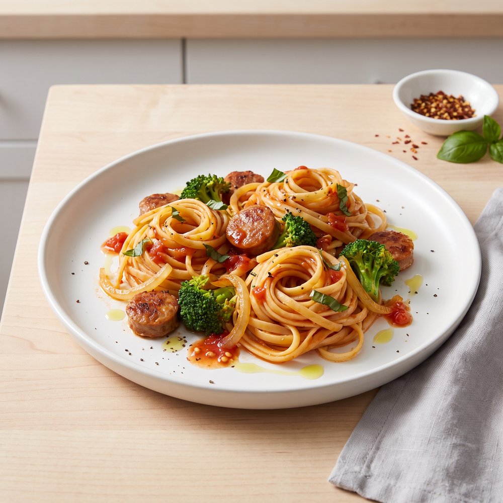 Italian Sausage Linguine with Broccoli