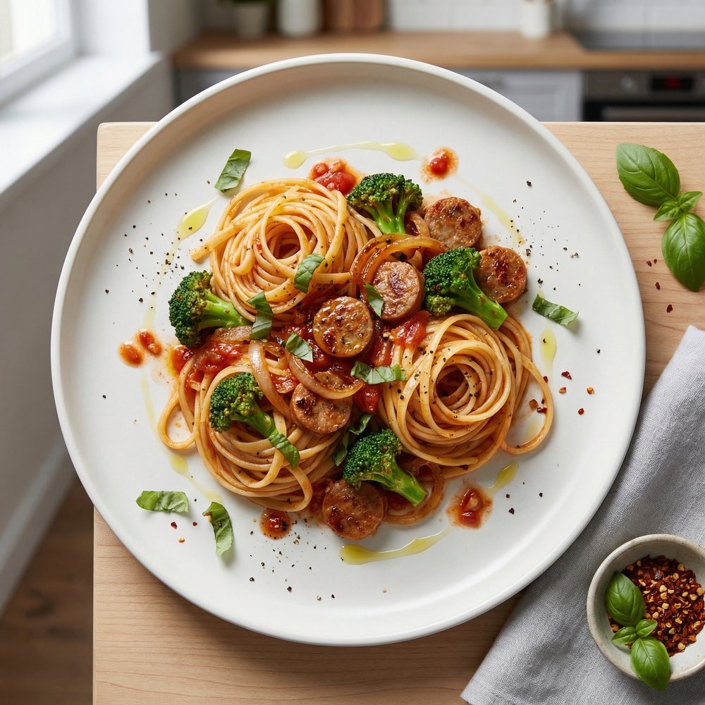 Italian Sausage Linguine with Broccoli