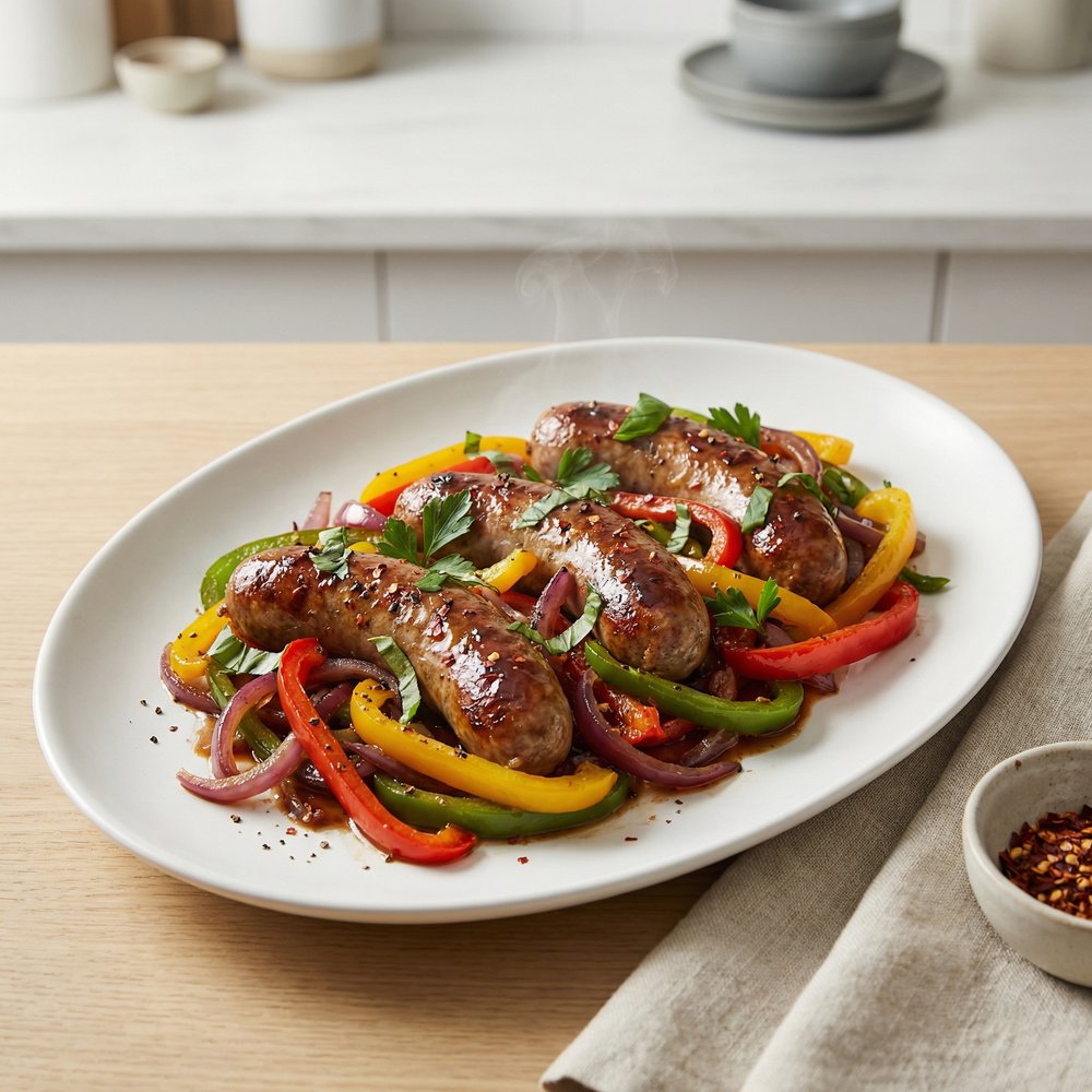 Best Ever Sausage with Peppers, Onions, and Beer!