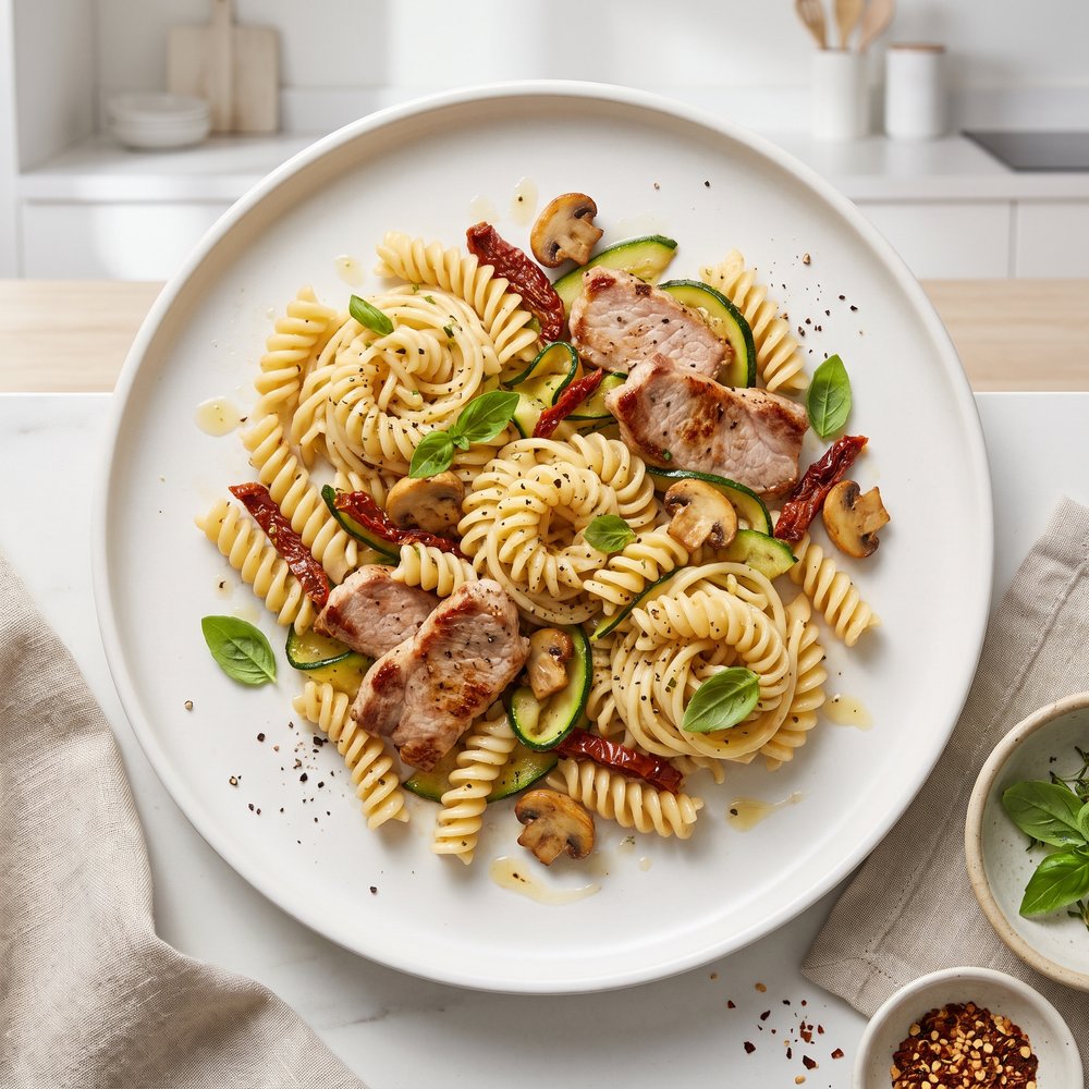 Italian Stir-Fried Pork & Pasta