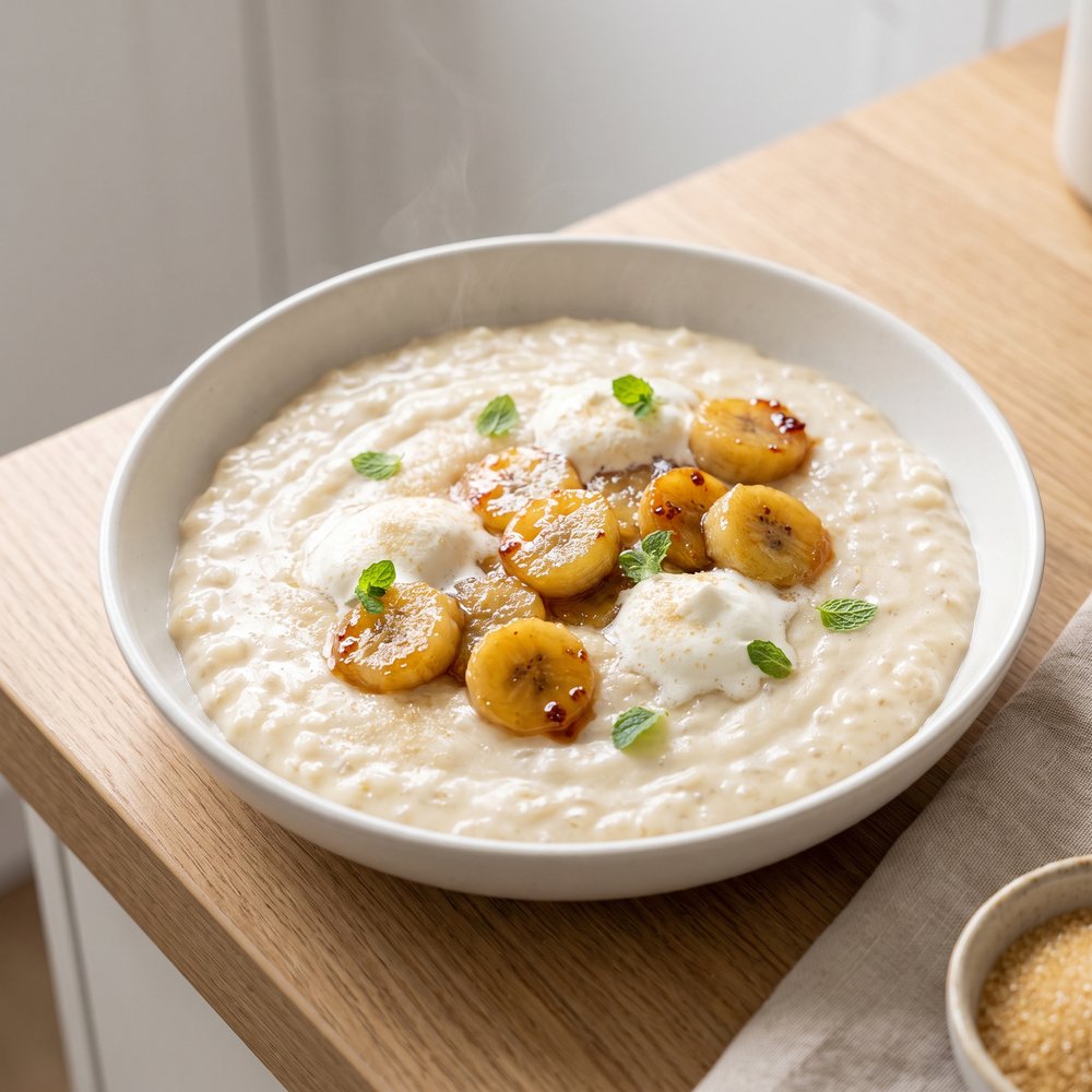 Japanese Banana Rice Pudding