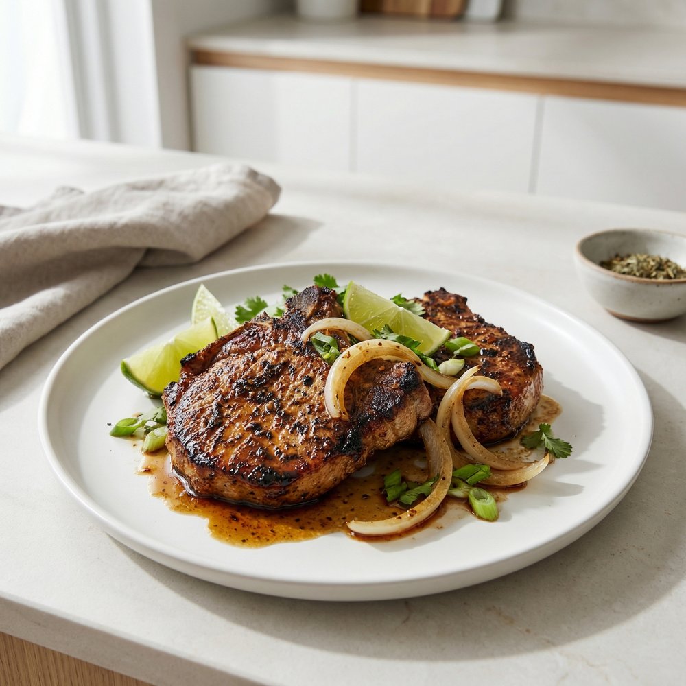 Skillet Jerk-Spiced Pork Chops