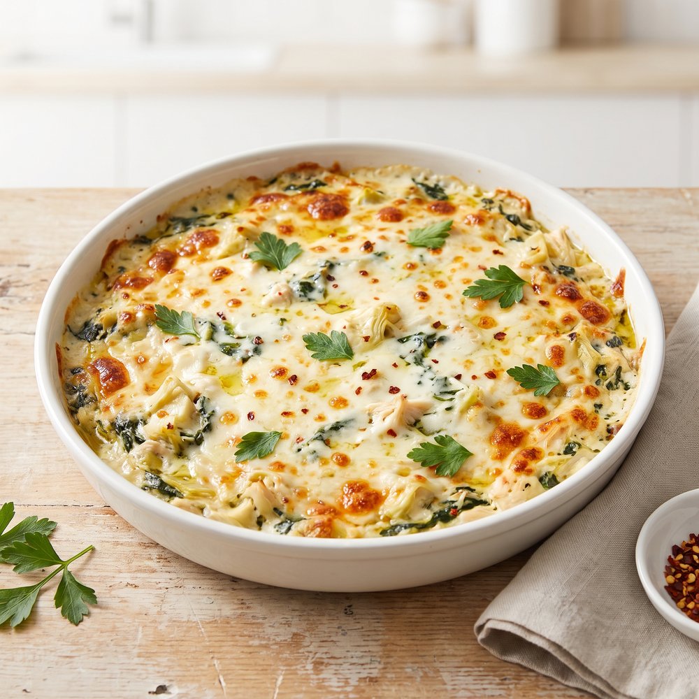 Justine’s Chicken, Spinach & Artichoke Party Dip
