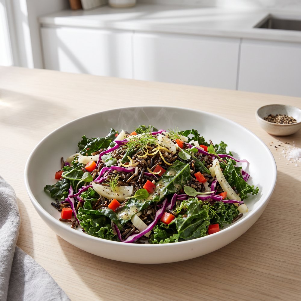 Kale and Wild Rice Salad, Seattle Style