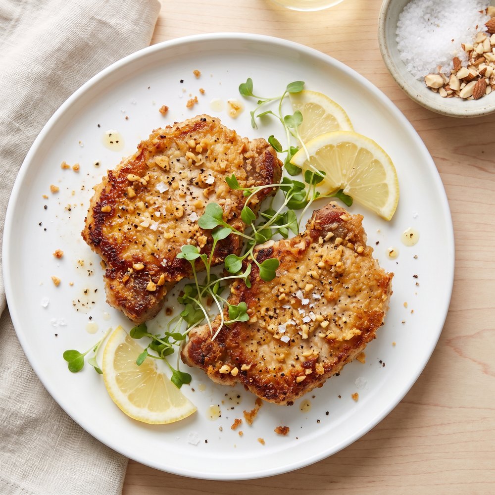 Keto Air-Fried Pork Chops with Parmesan-Almond Crust