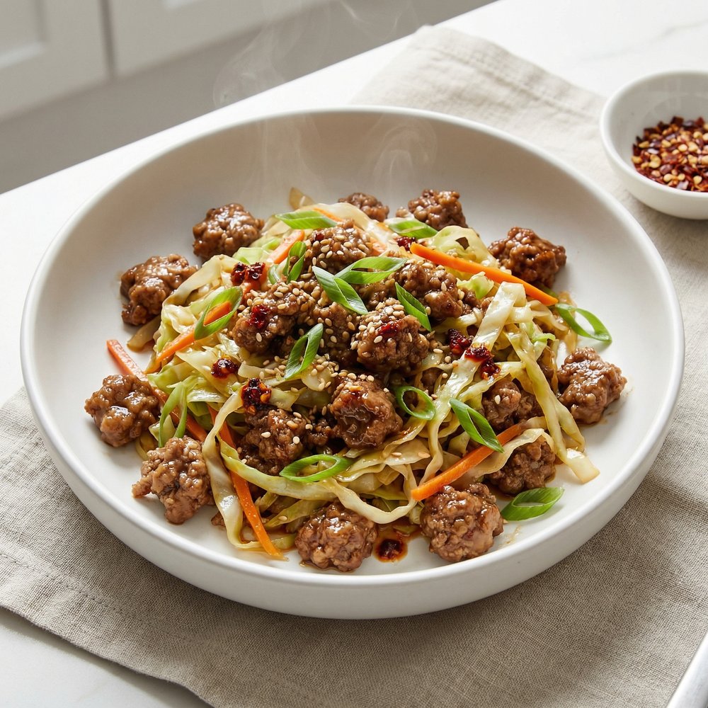 Keto Beef Egg Roll-In-A-Bowl Slaw