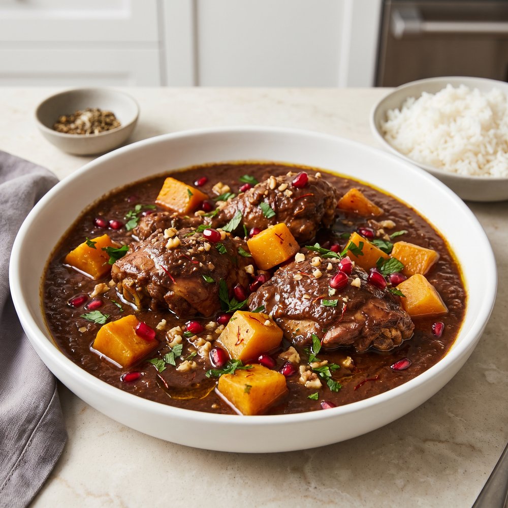 Khoresht Fesenjaan (Chicken with Pomegranate Sauce)