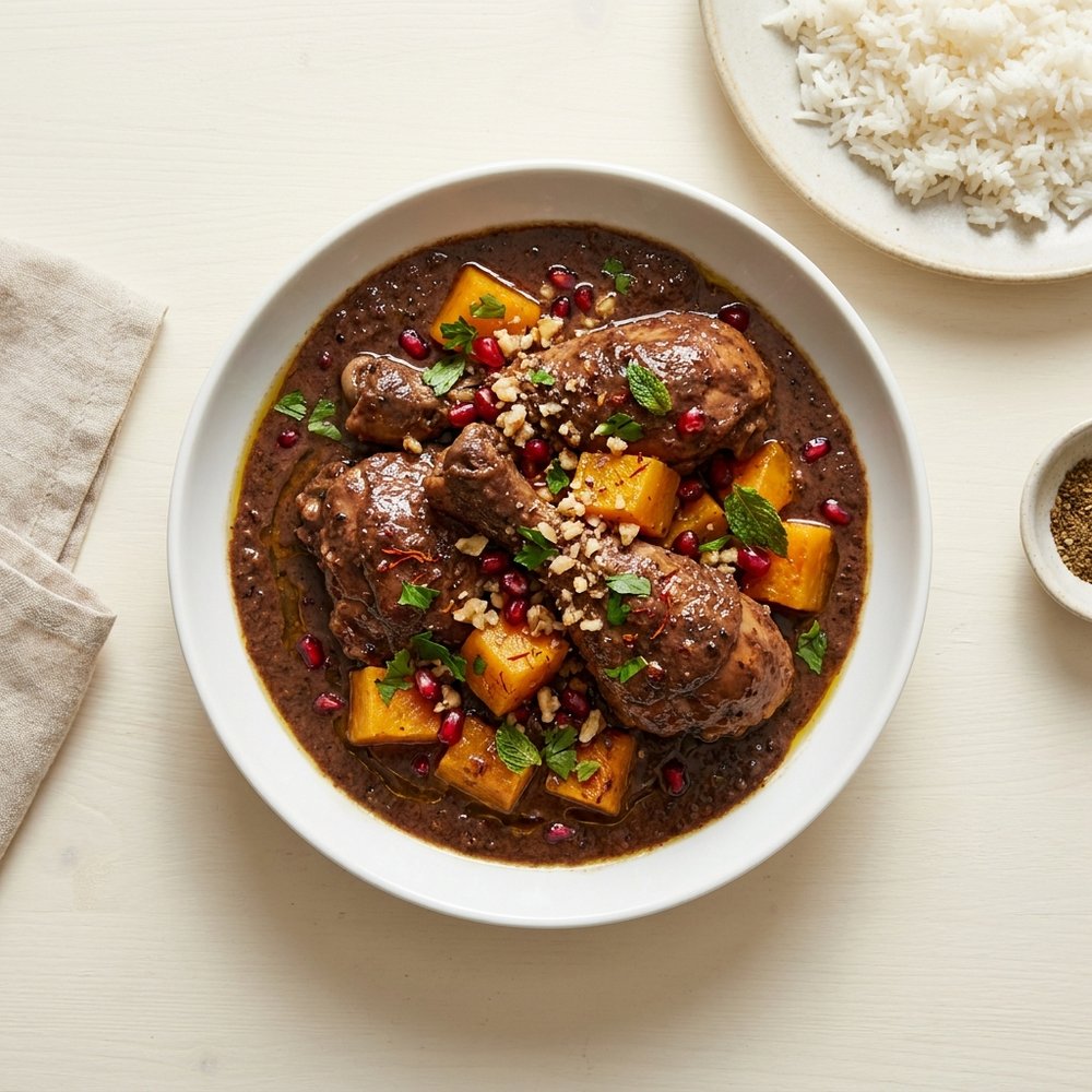 Khoresht Fesenjaan (Chicken with Pomegranate Sauce)