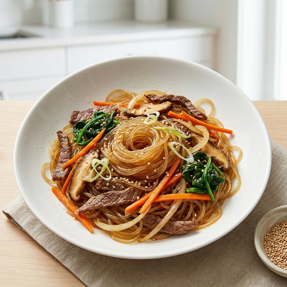 Korean Glass Noodles (Japchae)