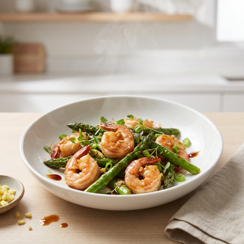 Large Shrimp with Asparagus