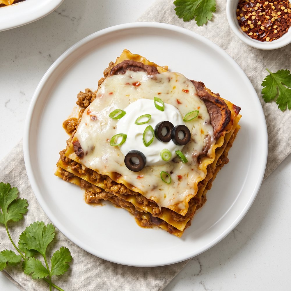 Layered Tex-Mex Lasagna Noodle Bake