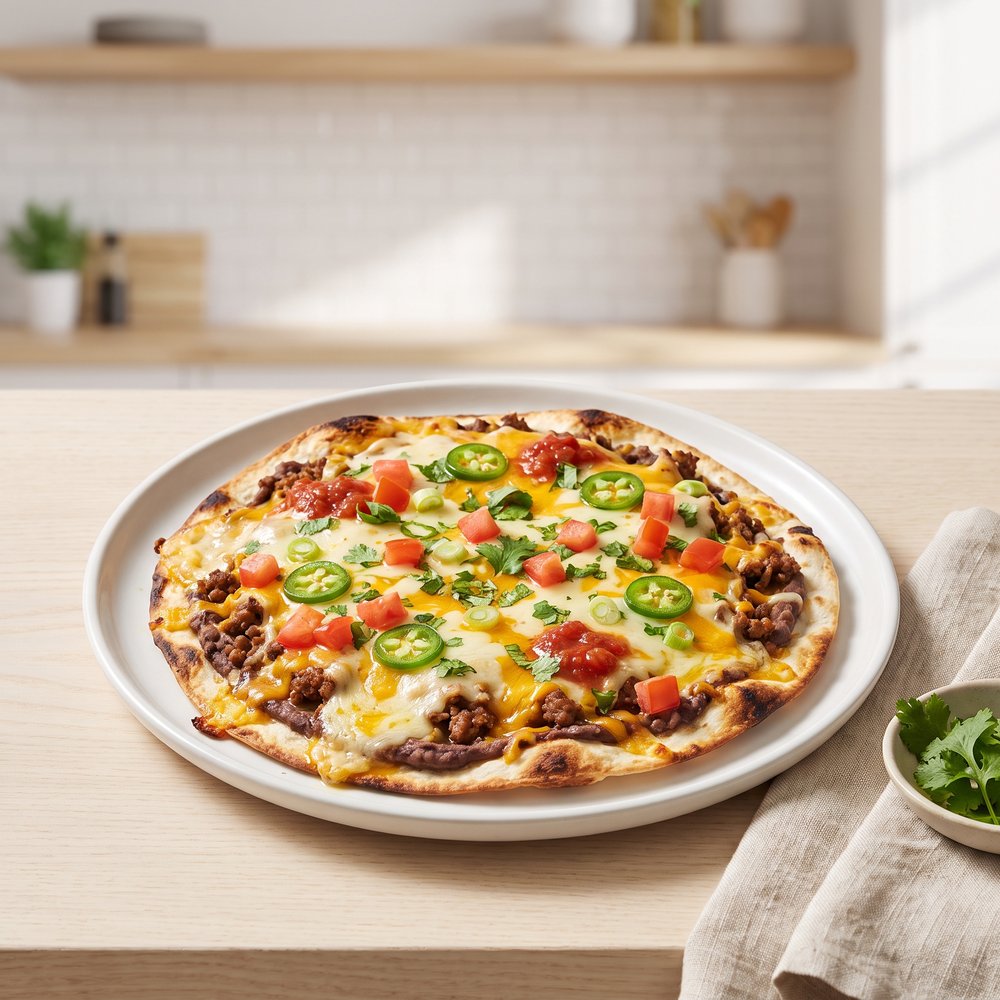 Layered Tex-Mex Tortilla Pizza