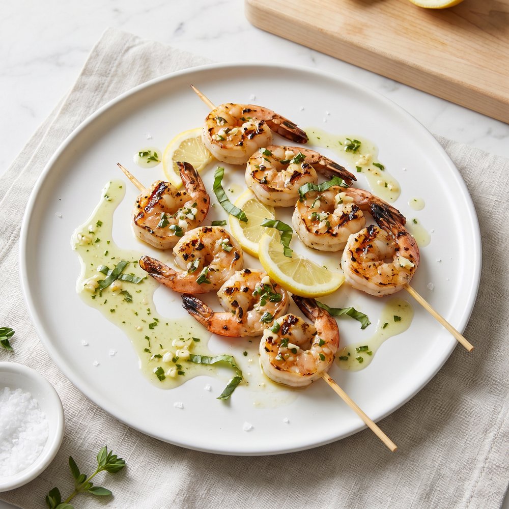 Lemon-Basil Grilled Shrimp Skewers