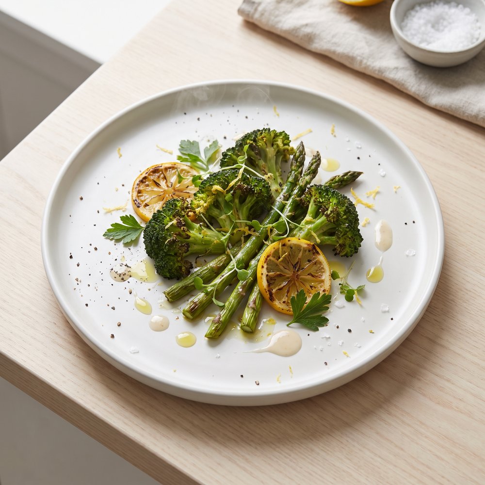 Lemon-Roasted Broccoli and Asparagus