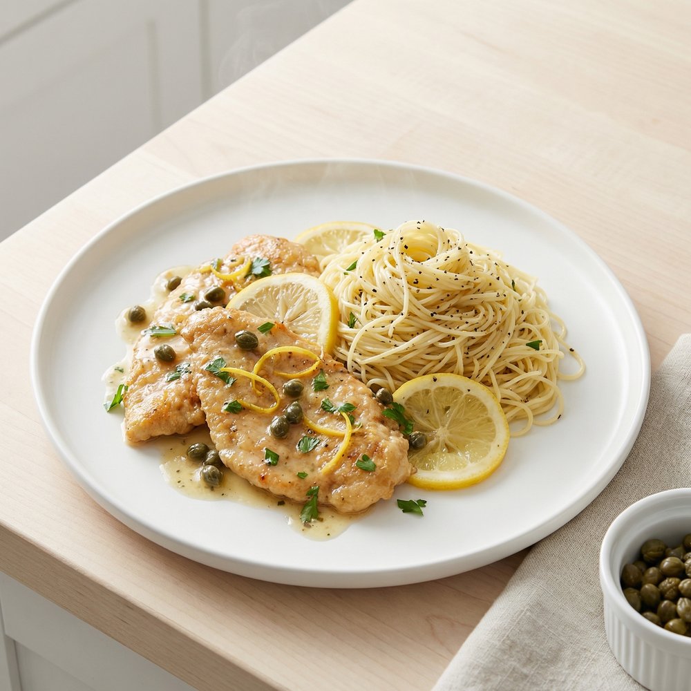 Chicken Piccata with Angel Hair Pasta