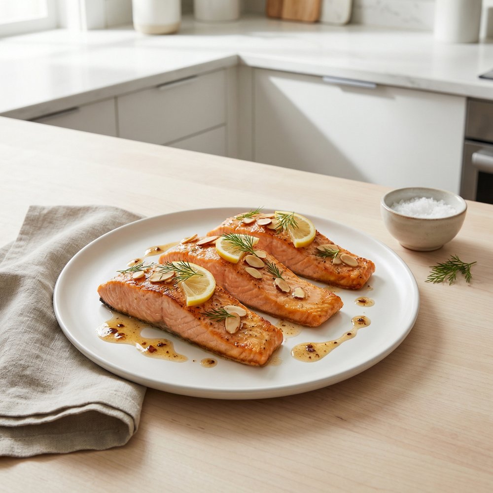 Salmon with Lemon-Dill, Garlic, White Wine, and Butter Sauce