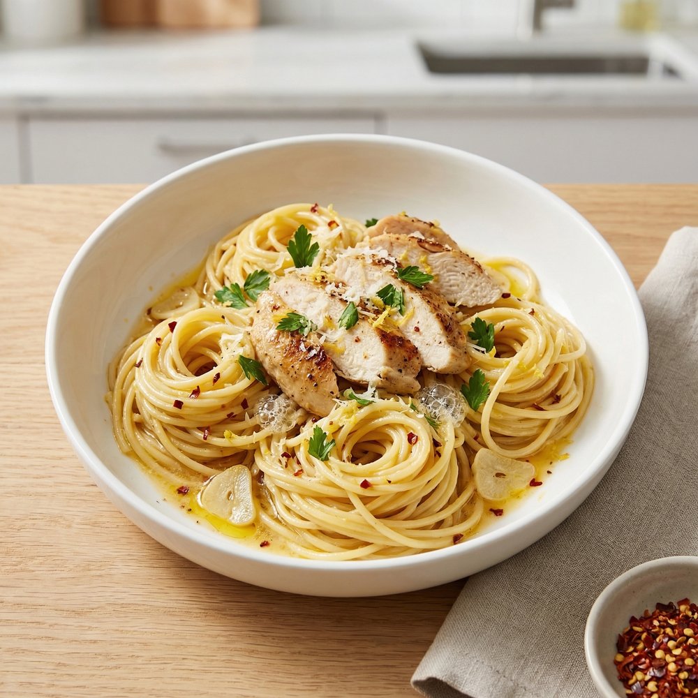Garlicky Chicken Scampi Pasta