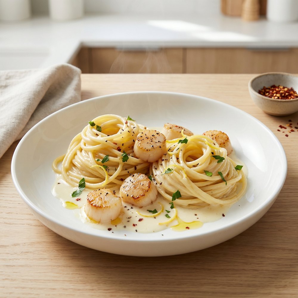 Lemon-Cream Bay Scallop Spaghetti