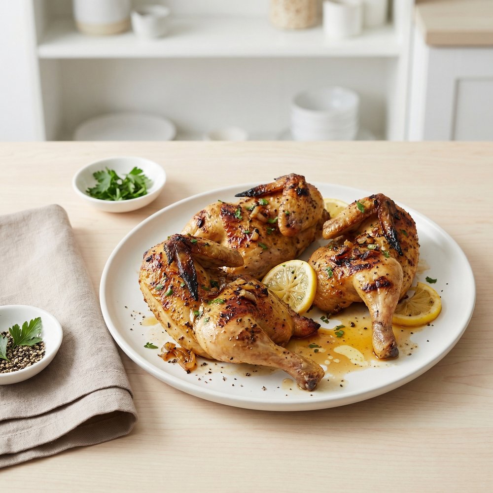 Char-Grilled Cornish Game Hens