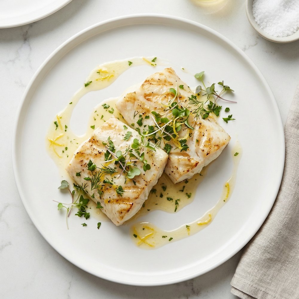 Lemon-Herb Butter Grilled Halibut Steaks