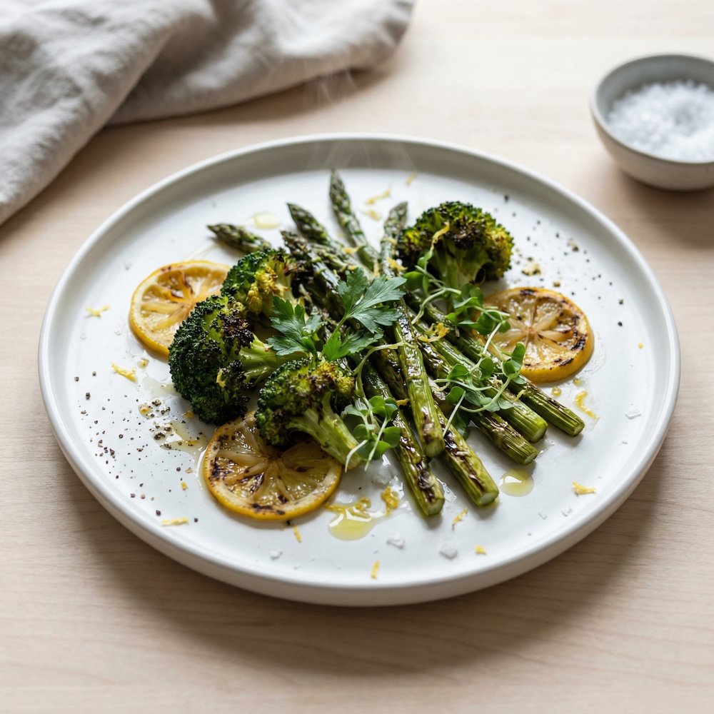 Lemon-Roasted Broccoli and Asparagus