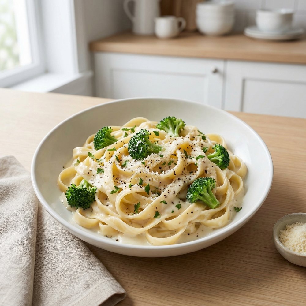 Broccoli Ricotta Fettuccine Alfredo