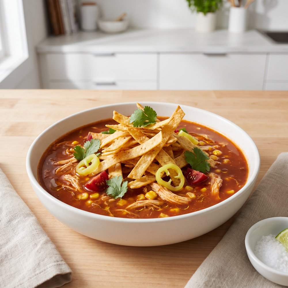 Lightened Slow Cooker Chicken Tortilla Soup