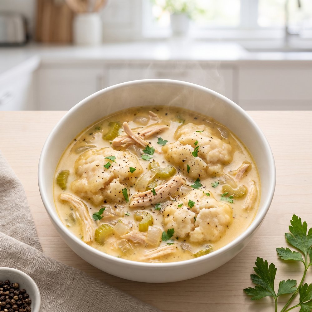 Lighter Chicken and Dumplings