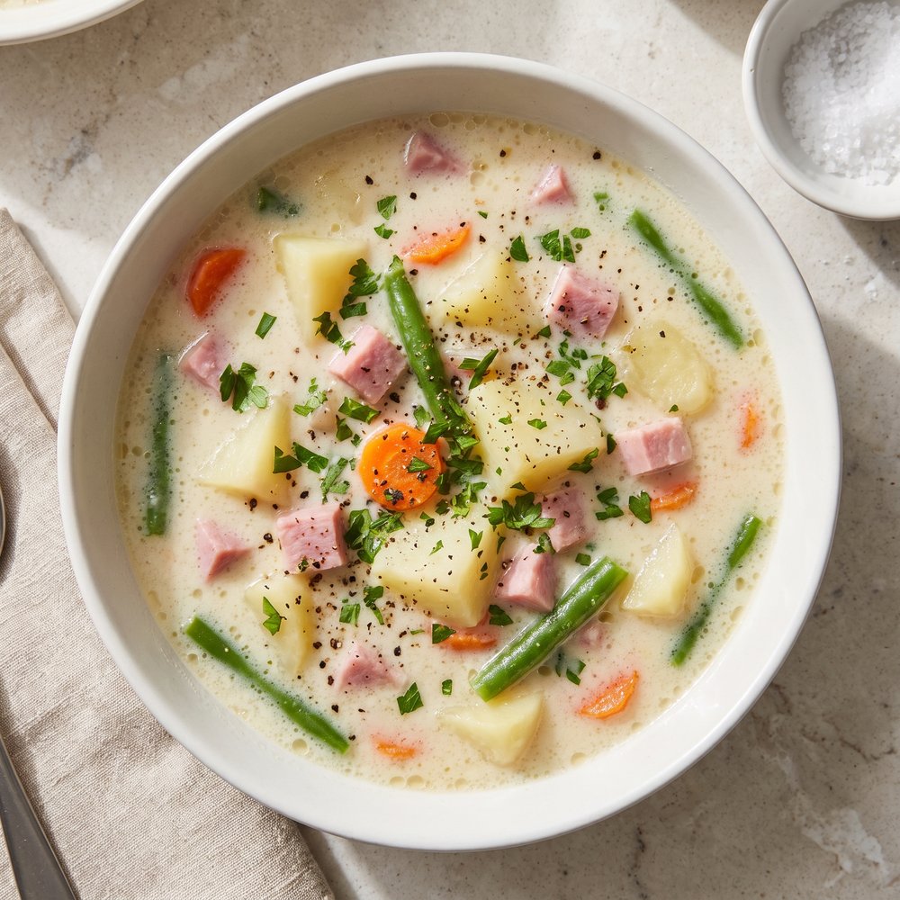 Lighter Ham and Potato Chowder
