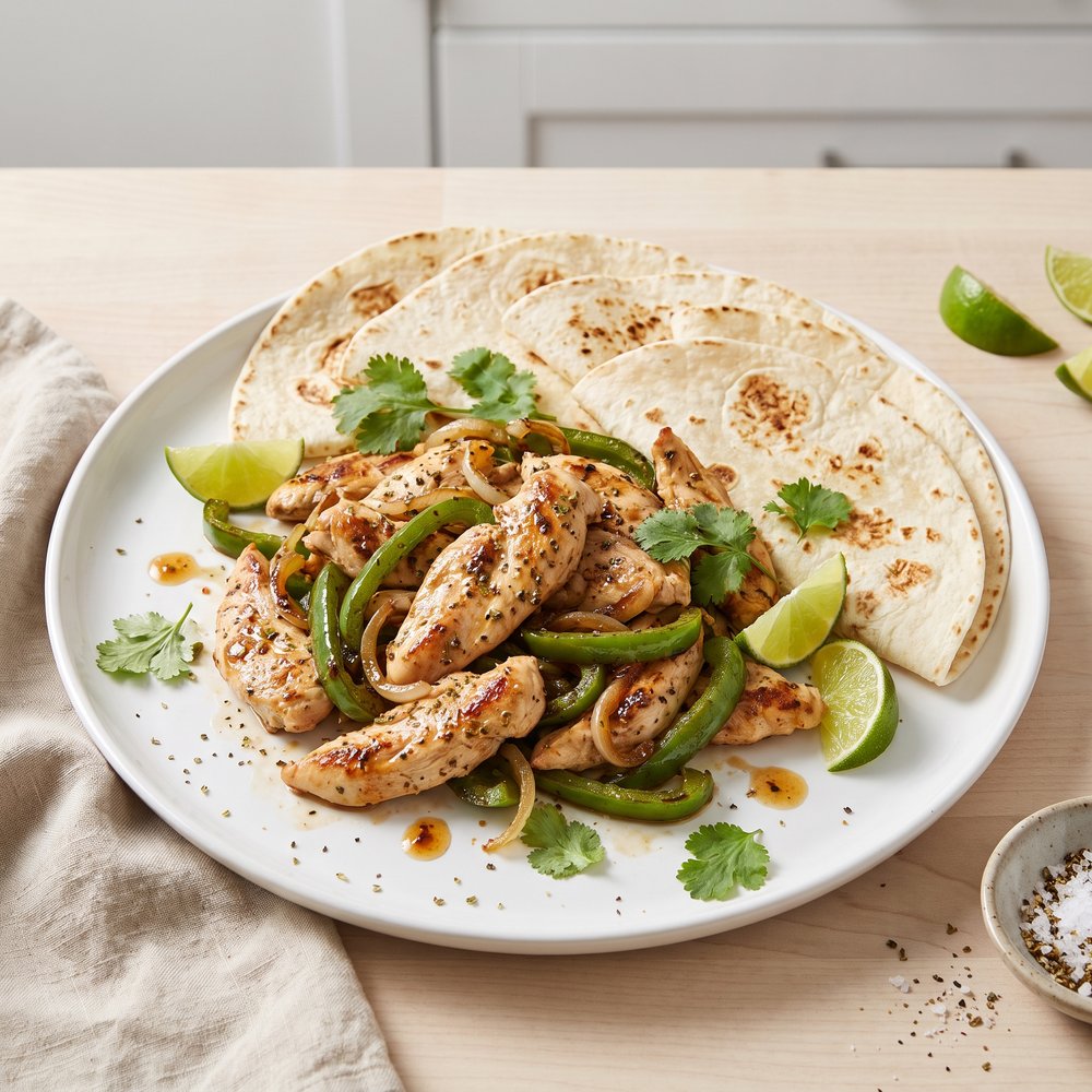 Lime-Kissed Garlic Onion Chicken Fajitas